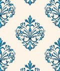Elegant Teal Damask Scrollwork Rug