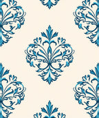 Elegant Teal Damask Scrollwork Rug