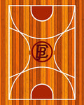 Wood Grain Basketball Court Emblem Rug