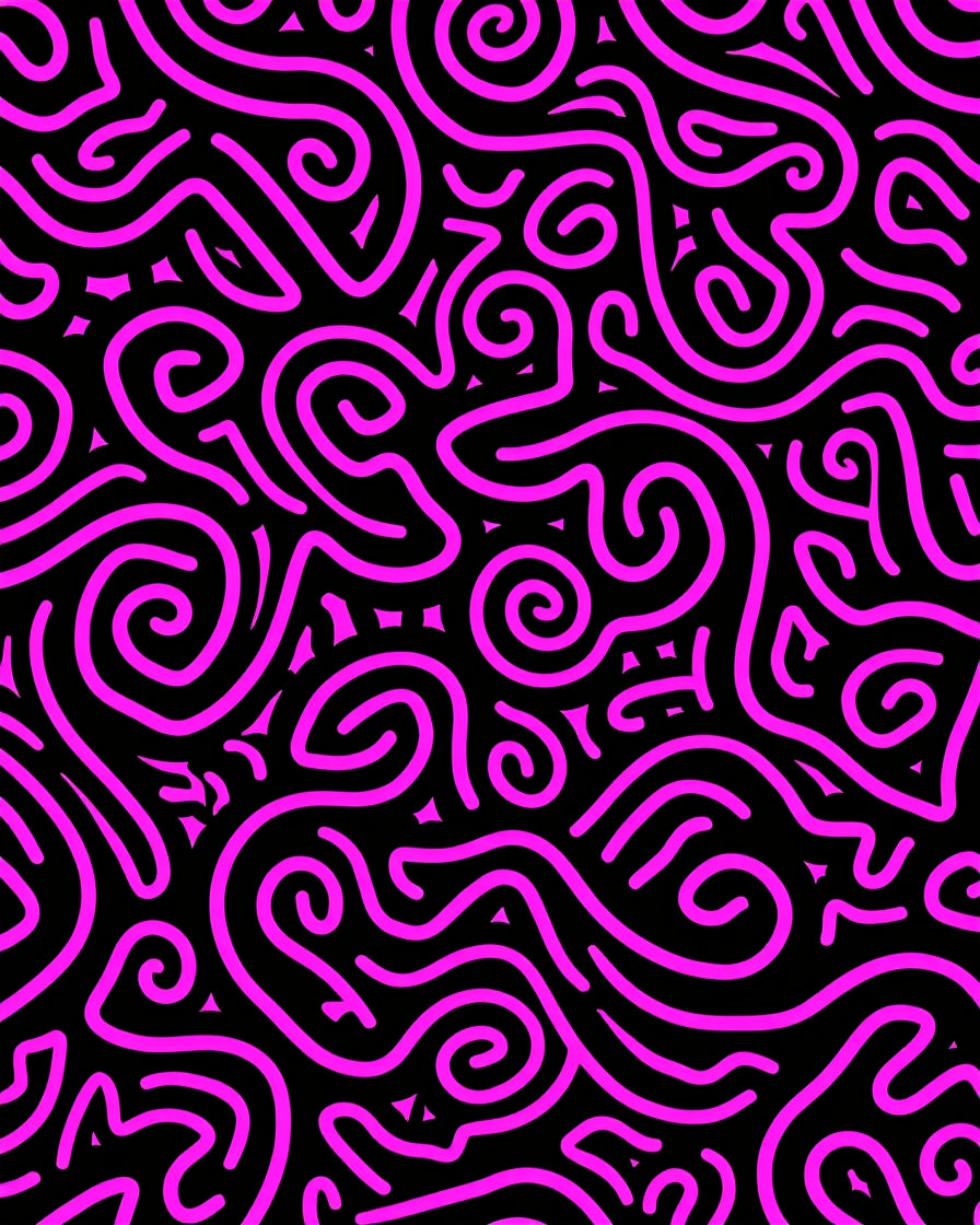 Hot Pink Swirls Black Background Rug