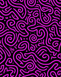 Hot Pink Swirls Black Background Rug