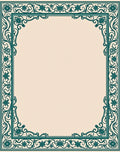 Teal Floral Vine Border Rug