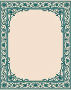 Teal Floral Vine Border Rug