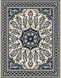 Dark Blue Floral Medallion Border Rug