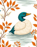 Autumn Duck on Water Floral Accent Rug