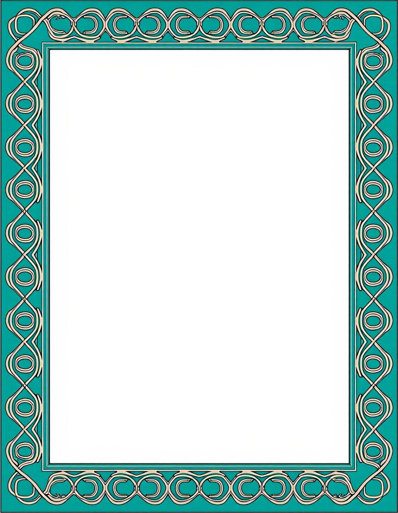Teal Chain Link Border Rug