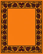 Bold Red Floral Border Orange Rug