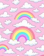 Whimsical Pink Rainbow Cloudscape Rug