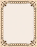 Beige Brown Floral Art Nouveau Frame Rug