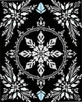 Black White Ice Floral Arrangement Rug