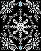 Black White Ice Floral Arrangement Rug