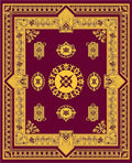 Rich Burgundy Gold Medallion Border Rug