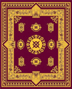 Rich Burgundy Gold Medallion Border Rug