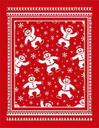 Red Gingerbread People Snowflake Rug