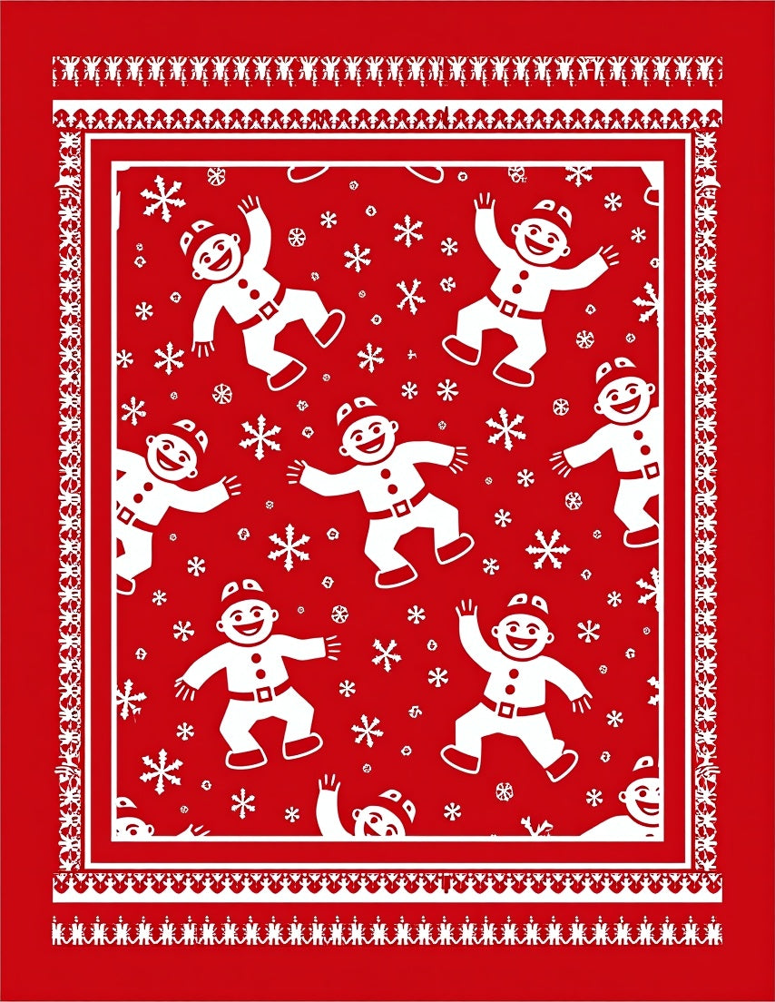 Red Gingerbread People Snowflake Rug
