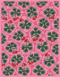 Pink Green Red Floral Vine Medallion Rug