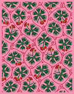 Pink Green Red Floral Vine Medallion Rug