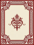 Rich Burgundy Floral Scrolled Frame Rug
