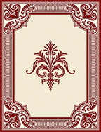 Rich Burgundy Floral Scrolled Frame Rug