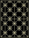 Cream Floral Diamond Lattice Black Rug