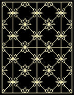 Cream Floral Diamond Lattice Black Rug