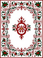 Traditional Holly Berry Festive Frame Rug
