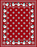 Festive Red Snowman Snowflake Border Rug