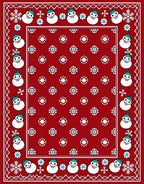 Festive Red Snowman Snowflake Border Rug
