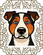 Rustic Brown Dog Portrait Frame Rug