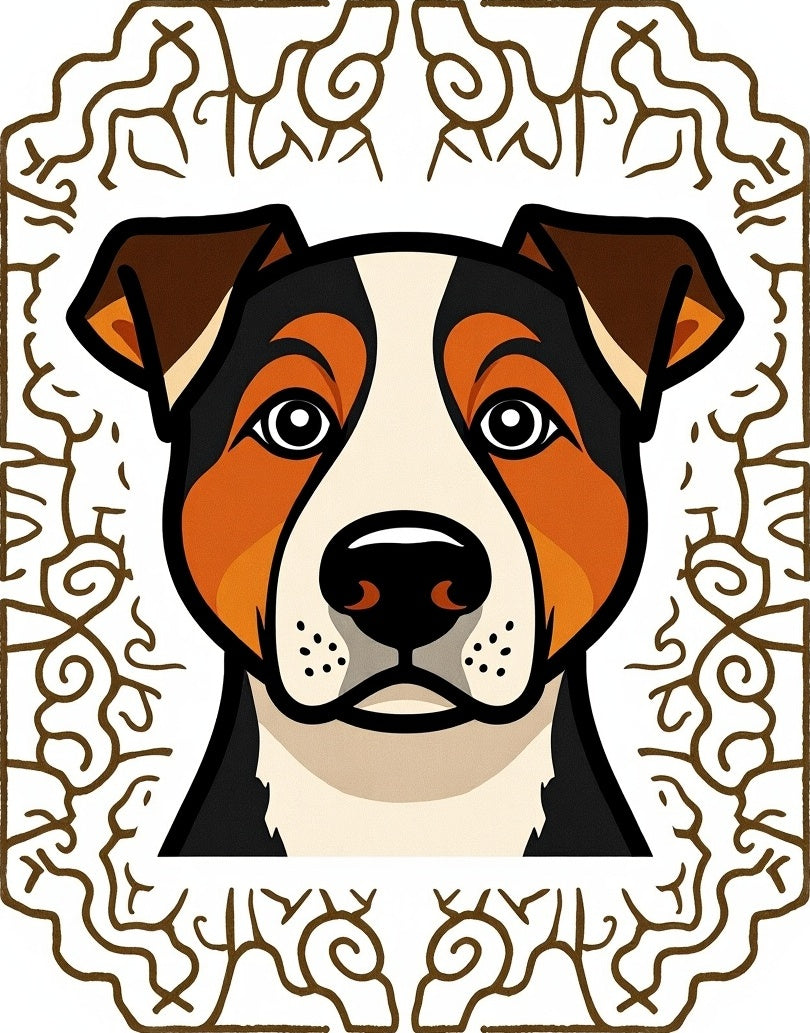 Rustic Brown Dog Portrait Frame Rug