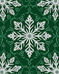Deep Emerald White Snowflake Mandala Rug
