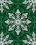 Deep Emerald White Snowflake Mandala Rug