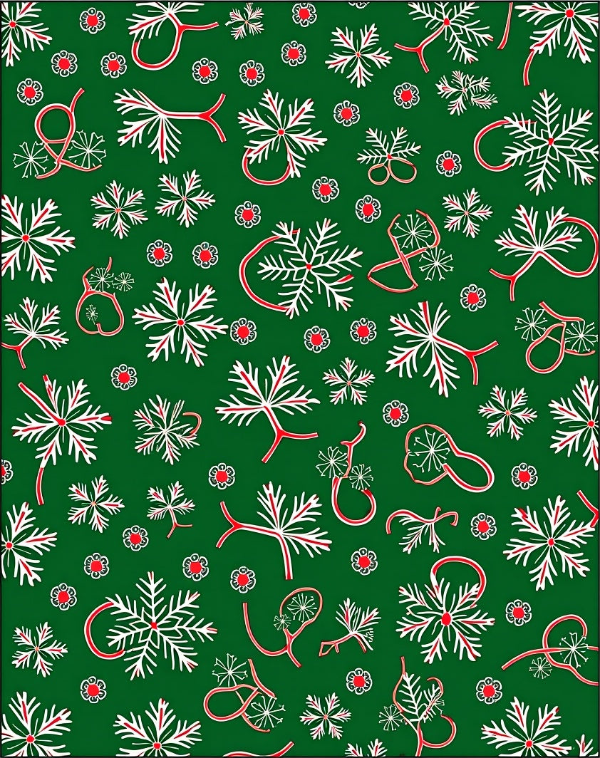 Green Red White Snowflake Garland Rug