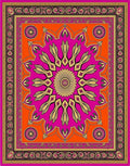 Vibrant Pink Orange Floral Mandala Rug