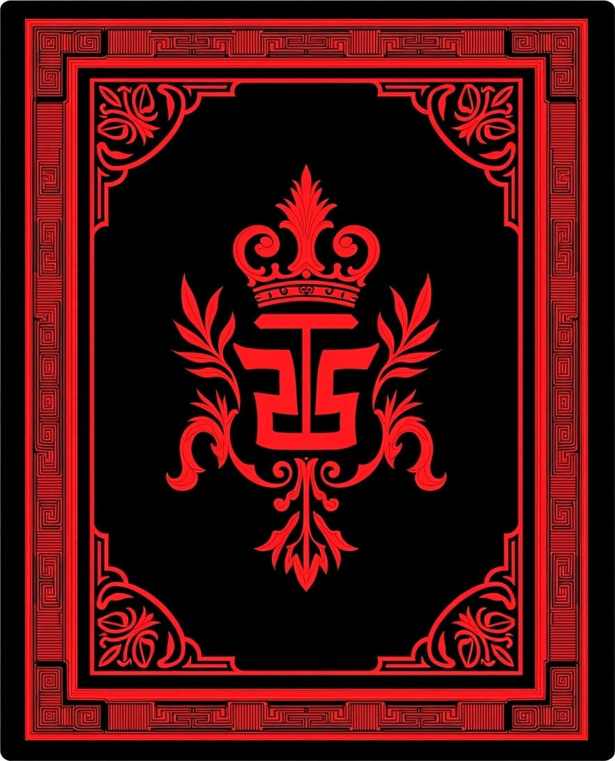 Crimson Royal Emblem Elaborate Border Rug