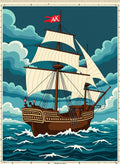 Vintage Sailing Ship Ocean Voyage Rug