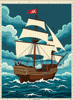 Vintage Sailing Ship Ocean Voyage Rug