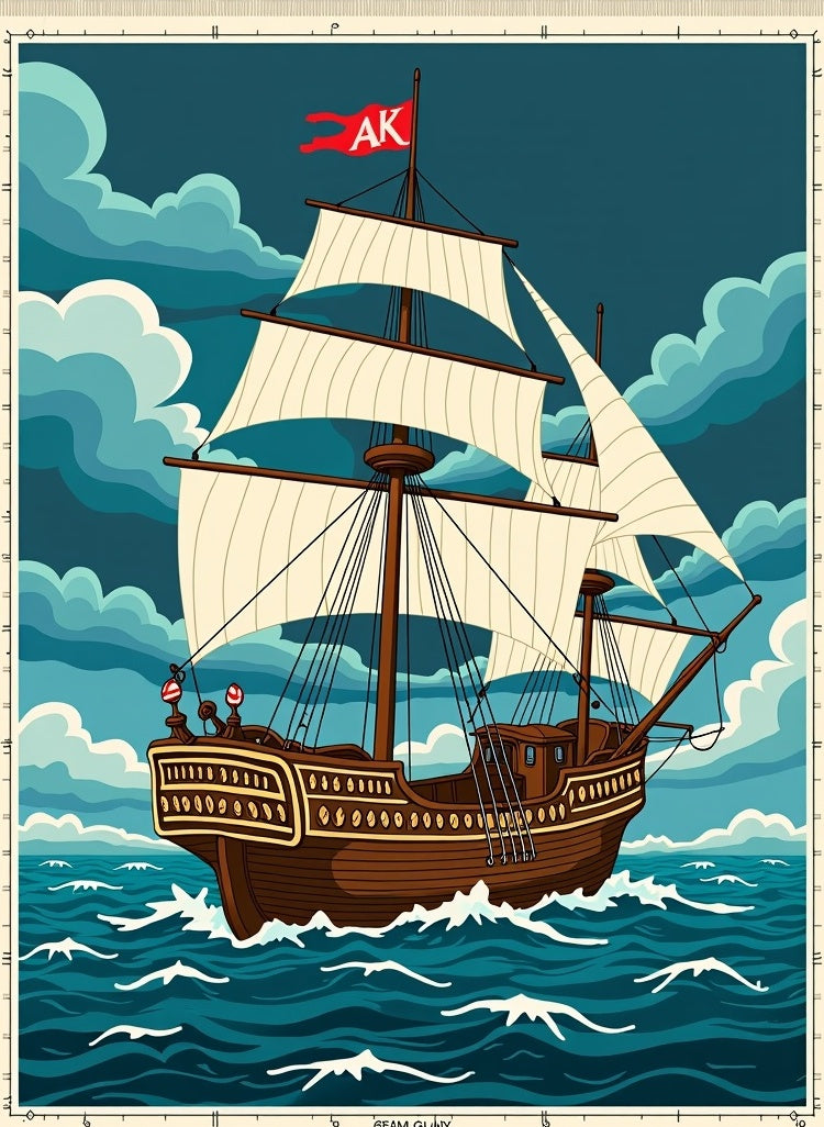 Vintage Sailing Ship Ocean Voyage Rug