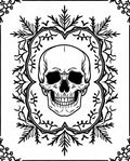 Black Skull Floral Wreath Rug