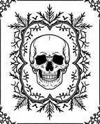 Black Skull Floral Wreath Rug