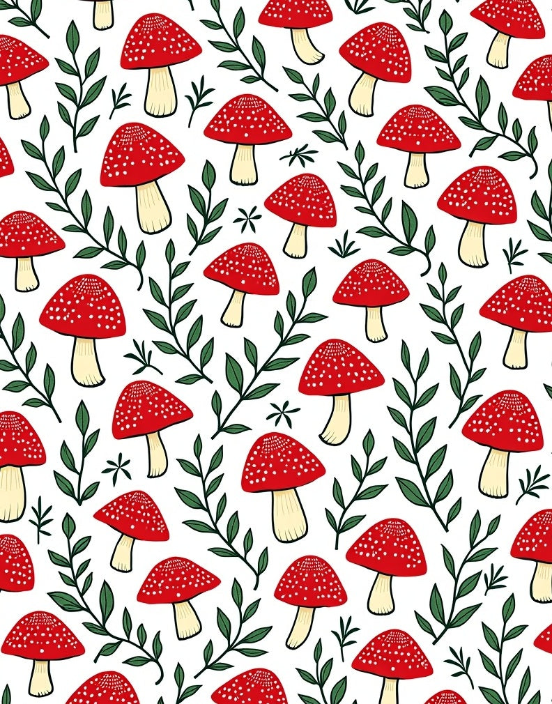 Red Spotted Mushroom Leaf Garden Rug