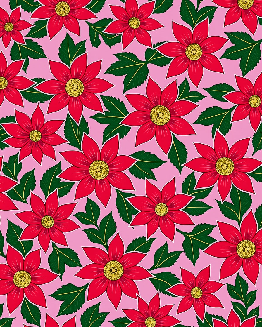 Vibrant Red Pink Floral Bloom Rug