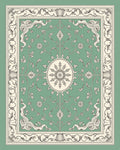 Classic Sage Green Floral Medallion Rug