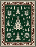 Forest Green Snowy Christmas Trees Rug