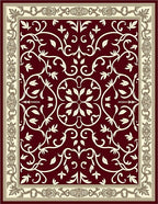 Crimson Cream Ornate Floral Vine Rug