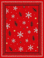 Crimson Snowflake Pinecone Winter Rug