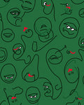 Green Minimalist Faces Abstract Rug