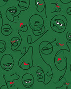 Green Minimalist Faces Abstract Rug