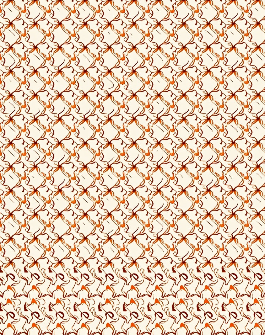 Cream Orange Intertwined Ribbon Tessellation Rug
