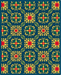 Vibrant Red Yellow Floral Medallion Rug